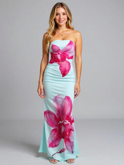 Outzidr - Blue Solid Bodycon Dress