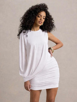 Outzidr - White Solid Bodycon Dress