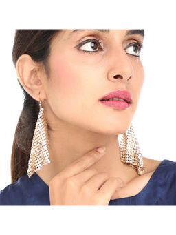 Yellow Chimes - Gold Toned Mesh Dangler Earrings