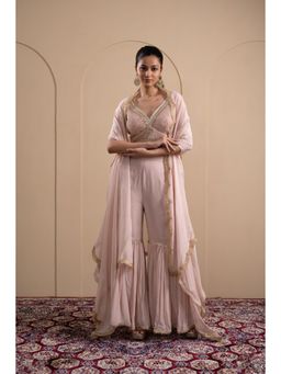 LABEL TANYA CHOPRA - Blush Pink Blouse and Sharara with Dupatta (Set of 3)
