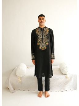 WABI SABI by Anshum-Ritesh - Bling and Bloom Black Kurta with Pyjama