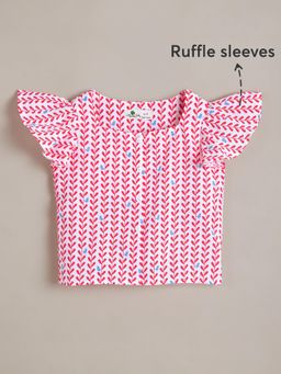 Hopscotch - Red Garden Ruffled Top