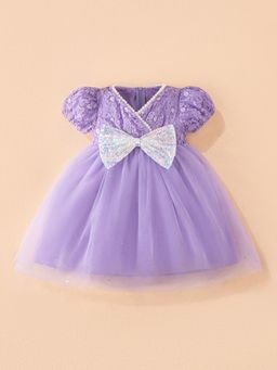 Hopscotch - Purple Sequin Bow Lace Dress