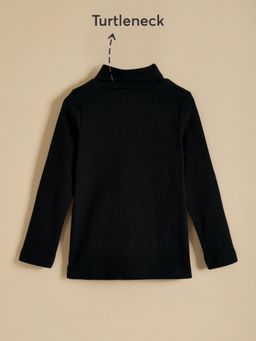 Hopscotch - Black Ribbed Turtle Neck T-shirt