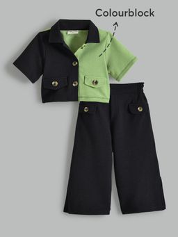 Hopscotch - 2-Pc Black Textured Urban Edge Colorblock Co-Ord