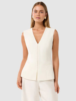 Forever New - White Hattie Hook and Eye Waistcoat