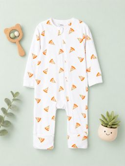 Kidbea - 100% Organic cotton Pizza Print Romper - Orange