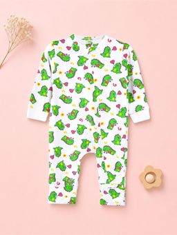 Kidbea - Organic cotton Dino Print Romper Bodysuit - Olive Green