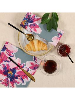 RATAN JAIPUR - Pink & Sage Green Cotton Printed Napkin Set of 6