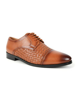 Monkstory - Braided Captoe Lace-up Shoes - Tan Burnish