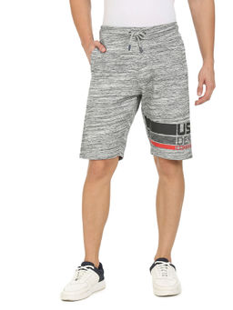 U.S. POLO ASSN. - Men Grey Mid Rise Heathered Shorts