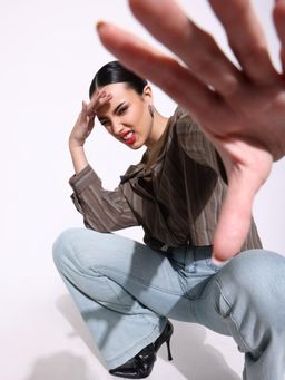 SHOWOFF - Women Striped Multicolor Shirt Style Top