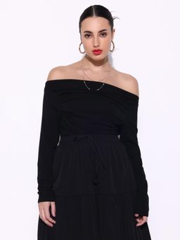 SHOWOFF - Women Solid Black Top