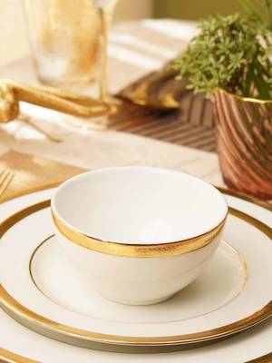 Buy Pure Home + Living White Gold Rim Ceramic Side Bowls (Set Of 2) Online