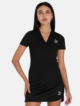 Puma - Classics Ribbed Womens Black T-shirt