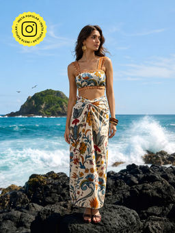 Poppi - Blue Farm Printed Bustier and Skirt Set