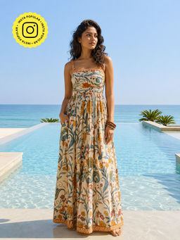 Poppi - Ivory Farm Printed Midi Dress