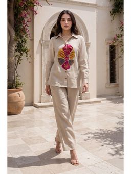 WOOMN - Beige Schiffli Jute Co-Ord Set