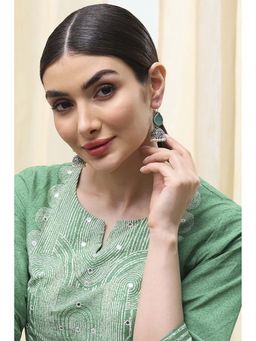 Biba - Women Mint Green Brass Jhumka