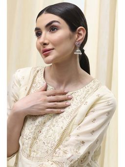 Biba - Women Light Pink Brass Jhumka