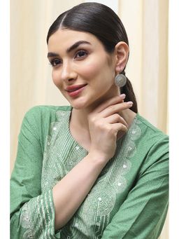 Biba - Women Mint Green Brass Drop Earrings