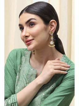 Biba - Women Off White Alloy Drop Earrings