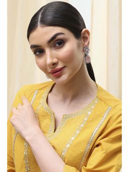 Biba - Women Light Pink and White Alloy Drop Earrings