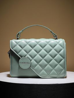 Haute Sauce - Solid-Plain Flap Handbag - Mint Green
