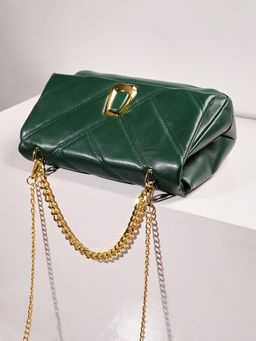 Haute Sauce - Solid-Plain Chain Handbag - Forest Green