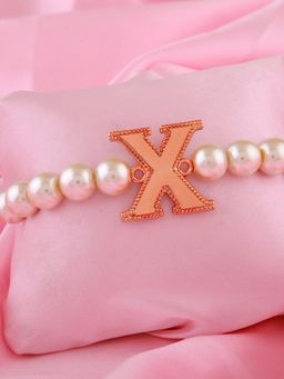 Estele - Rose Gold Plated Distinctive X Letter Pearl Bracelet for Women