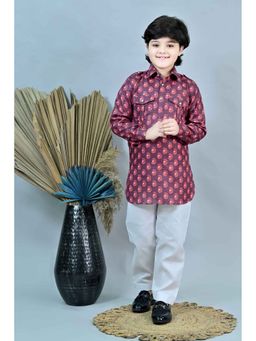Ahhaaaa - Maroon Kurta with Pathani Pyjama - Eid & Ramadan Festive Wear (Set of 2)