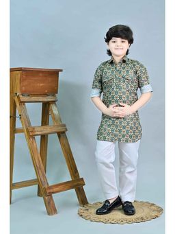Ahhaaaa - Green Kurta with Pathani Pyjama - Eid & Ramadan Festive Wear (Set of 2)