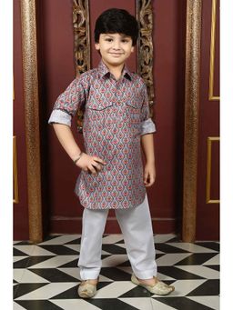 Ahhaaaa - Grey Kurta with Pathani Pyjama - Eid & Ramadan Festive Wear (Set of 2)