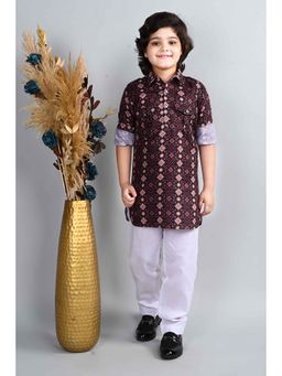 Ahhaaaa - Maroon Kurta with Pathani Pyjama - Eid & Ramadan Festive Wear (Set of 2)