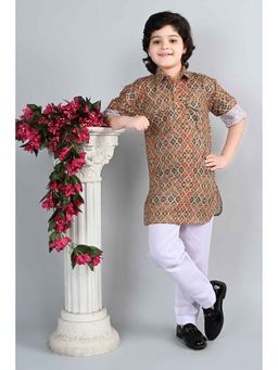 Ahhaaaa - Orange Kurta with Pathani Pyjama - Eid & Ramadan Festive Wear (Set of 2)