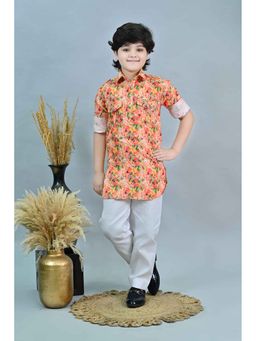 Ahhaaaa - Orange Kurta with Pathani Pyjama - Eid & Ramadan Festive Wear (Set of 2)