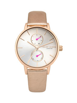 Daisy Dixon - Pearlized Rose Leather Strap with White Sunray Multi Dial Watch - D DD086CRG (M)