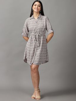 SHOWOFF - Womens Shirt Olive Printed Dress