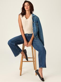 American Eagle - Women Beige Cami and Crop Top