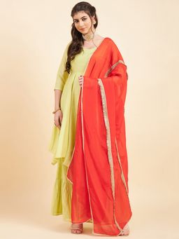 ADORNIA - Gotta Patti Chanderi Silk Kurta with Sharara and Dupatta (Set of 3)