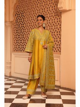 Sheetal Batra - Mustard Aiman Chauga Kurta with Salwar and Dupatta (Set of 3)