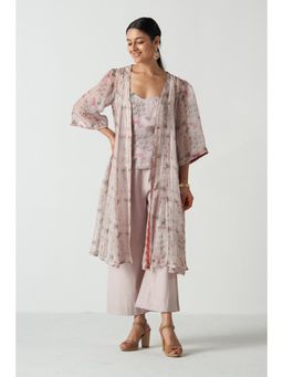 STUDIO BAGECHAA - She Toot Purple Top with Pant and Cape (Set of 3)