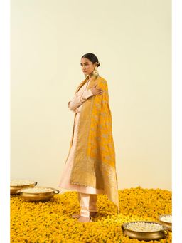 Sheetal Batra - Glaze Mustard Paisley Tilla Embroidery Dupatta