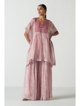 STUDIO BAGECHAA - Gulab Purple Kaftan with Inner and Sharara (Set of 3)