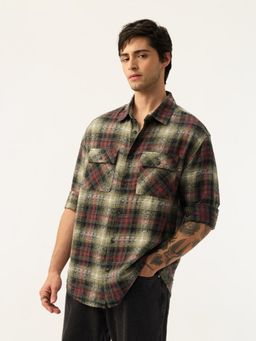 The Souled Store - Mens Plaid Coffee Utility Shirt