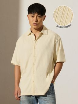 The Souled Store - Off White Ivory Mens Textured Shirt