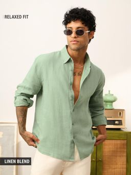 The Souled Store - Luxe Linen Green Garden Cotton Linen Shirt