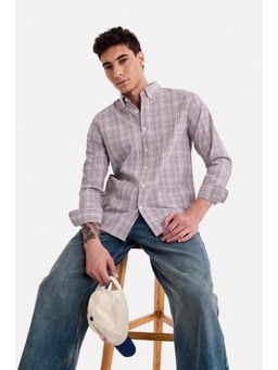 Snitch - Burgundy Micro Check Full Sleeves Regular Work Shirt