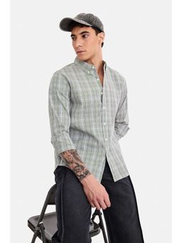 Snitch - Green Micro Check Full Sleeves Regular Work Shirt