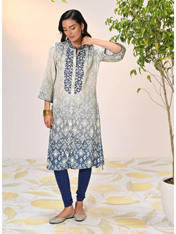 Lakshita - Ruhi Blue Viscose Silk Printed Kurta for Women